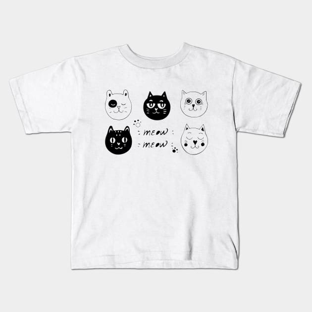 Cat drawing Kids T-Shirt by Vapison